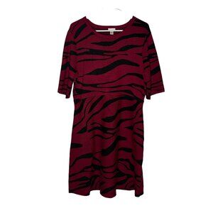 Spense Red Knit Zebra Sweater Dress Women's Size XL In Excellent Used Condition!